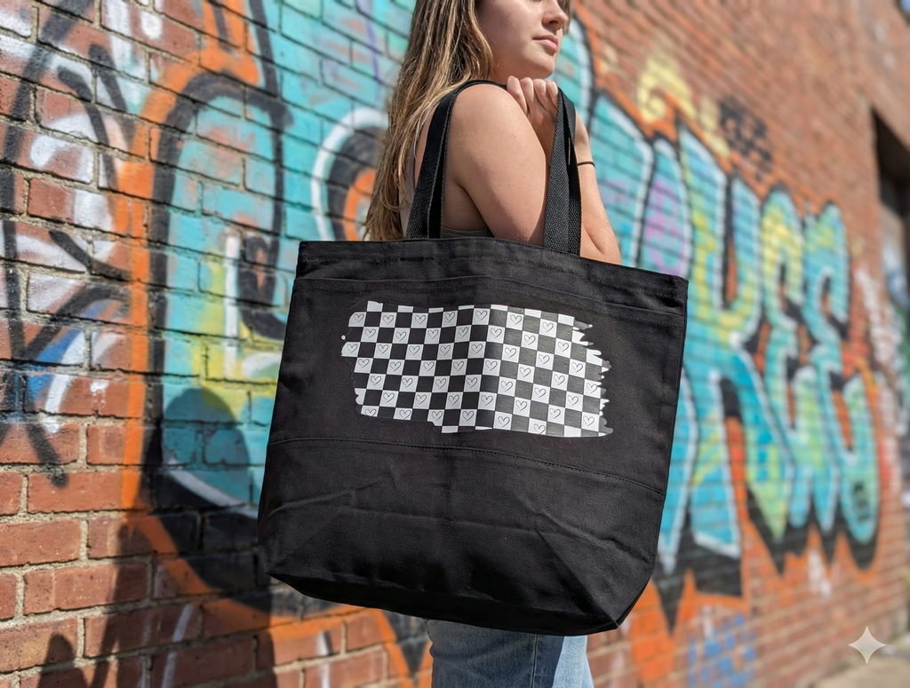 Checkerboard Canvas Overnight Bag