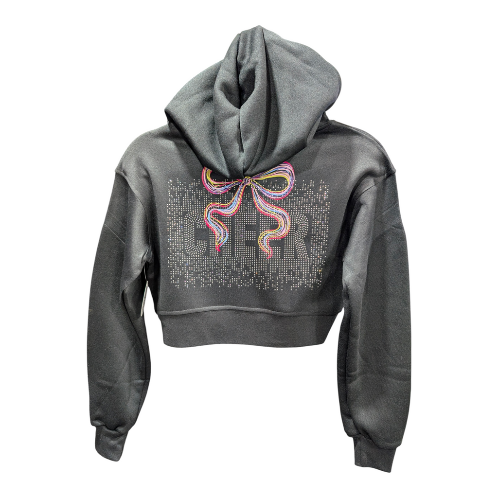 Cheer Zip Up Cropped Hoodie with Rhinestones