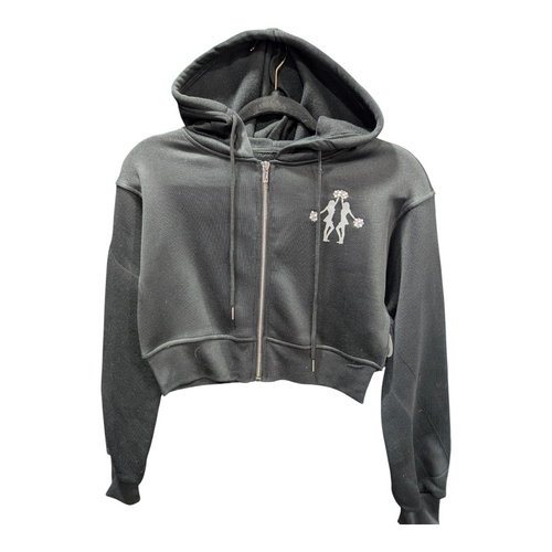 Cheer Zip Up Cropped Hoodie with Rhinestones