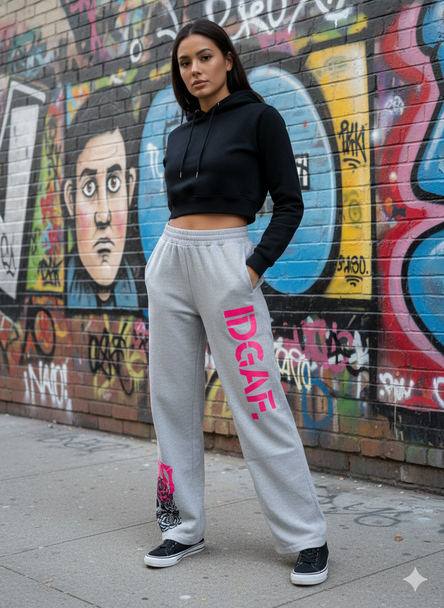 IDGAF Wide Leg sweatpants